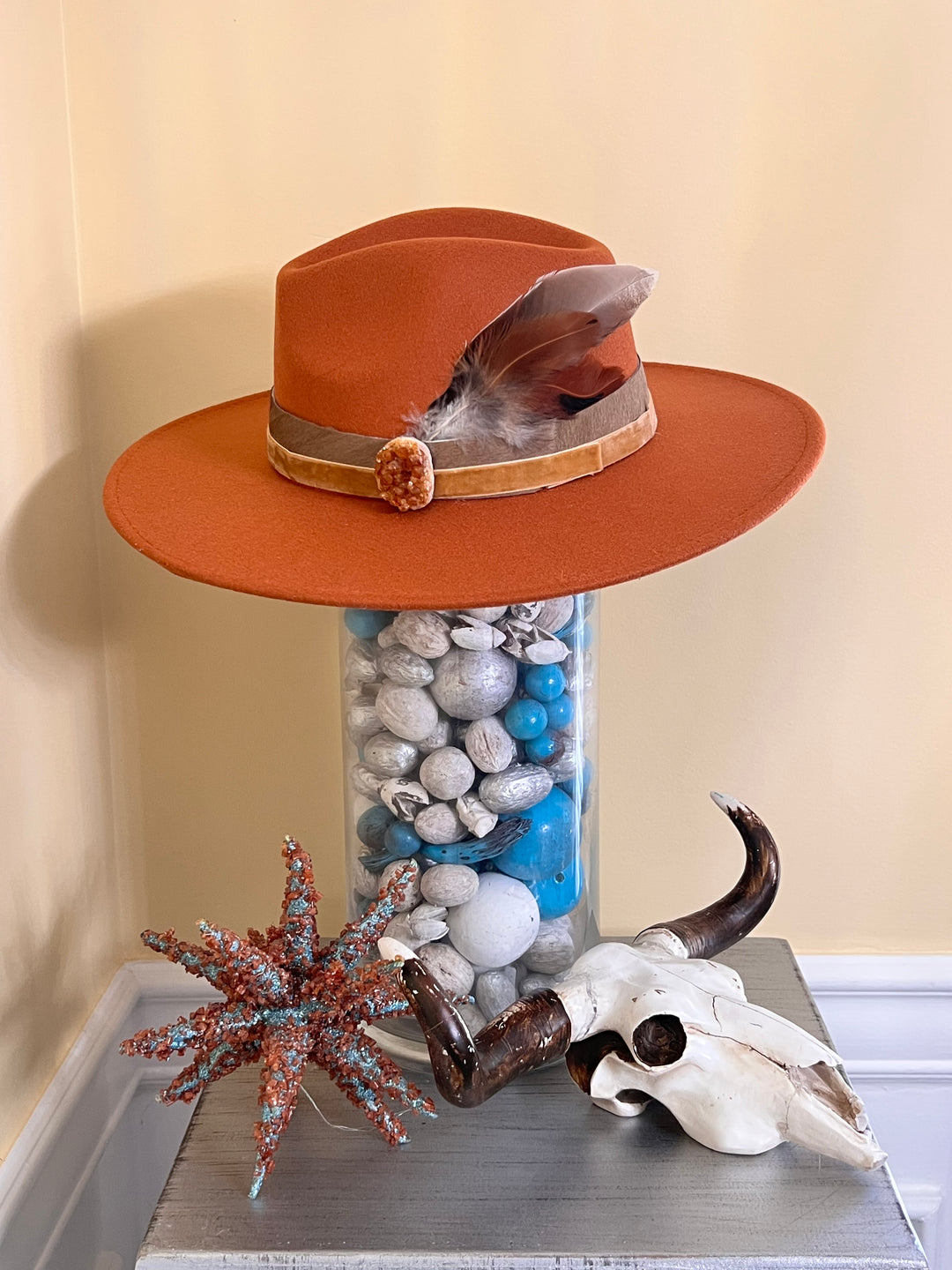 The Desert Citrine Cluster Boho Fedora Hat