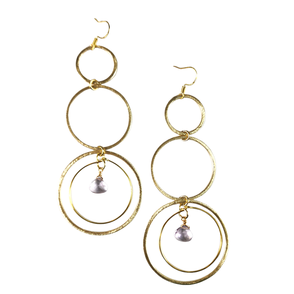 The Cayleigh Triple Hoop Natural Stone Earring Collection