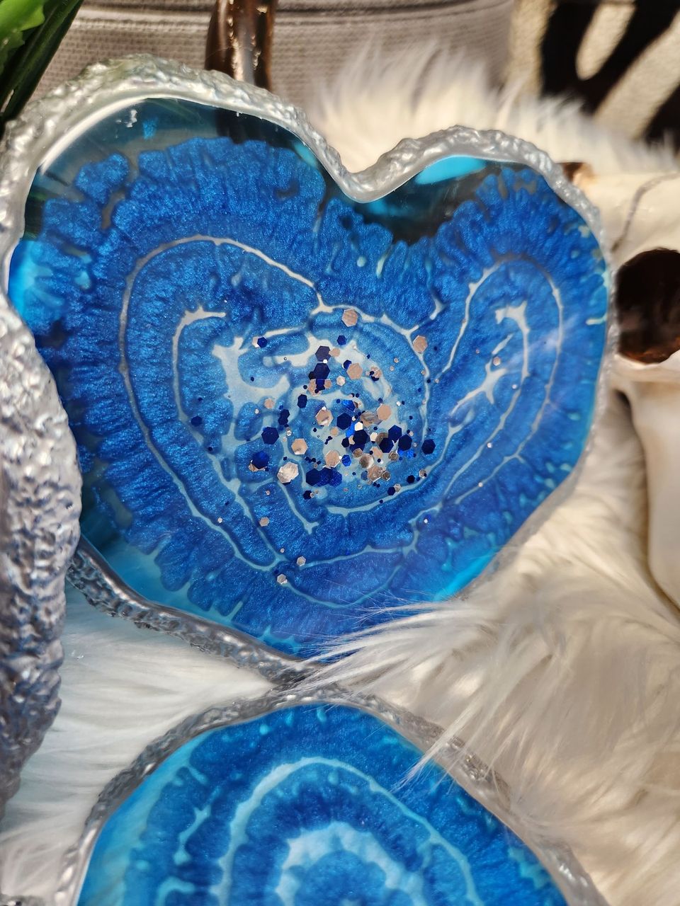 The Chae Resin Heart Coaster, Candle Holder Set