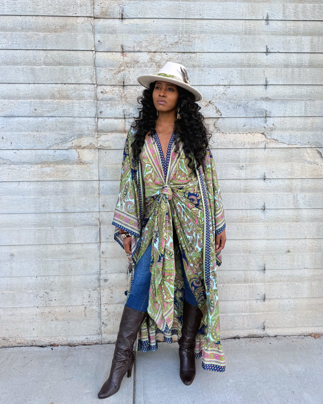 The Green Silk Kimono Dream Duster Dress Set