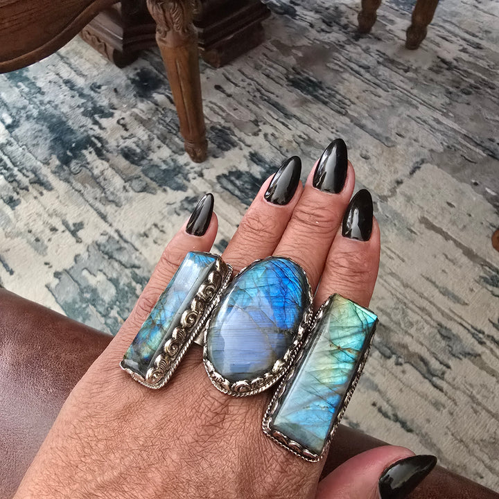 The King Labradorite Ring Collection