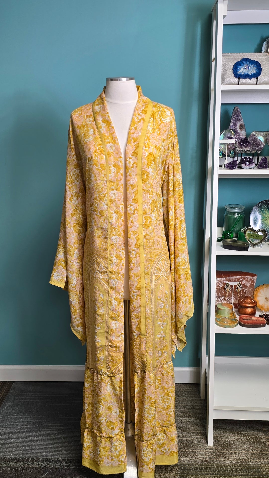The Sunlit Petals Vintage Sari Silk Kimono