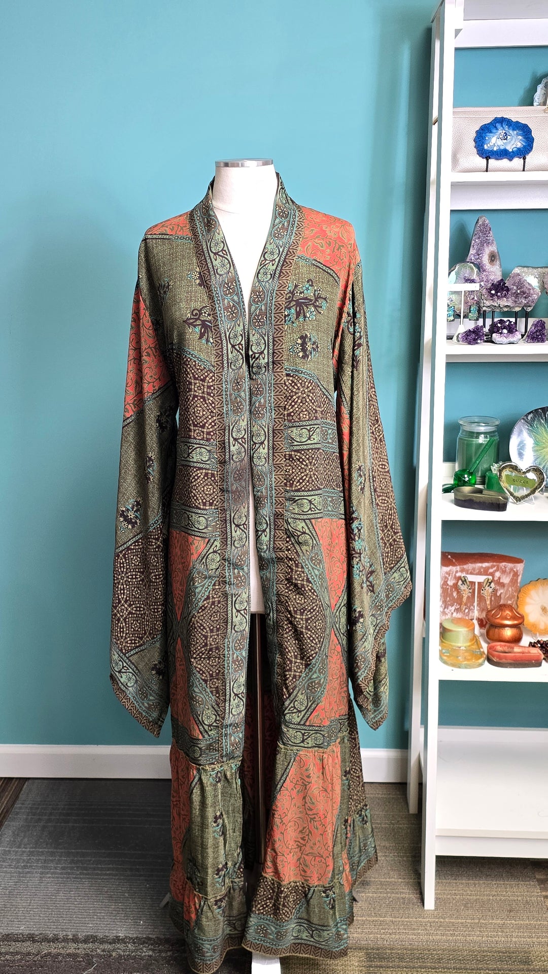 The Desert Mosaic Vintage Sari Silk Kimono