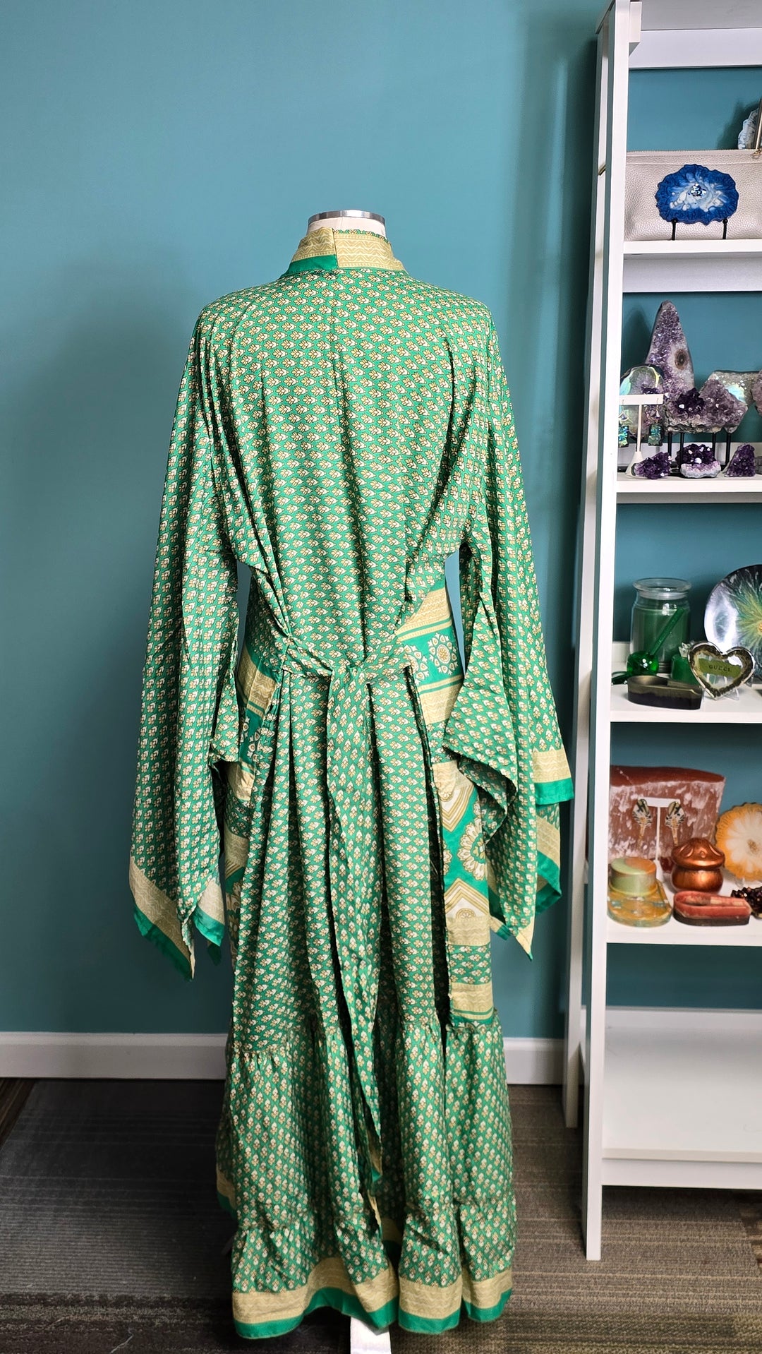 The Emerald Sanctuary Vintage Sari Silk Kimono