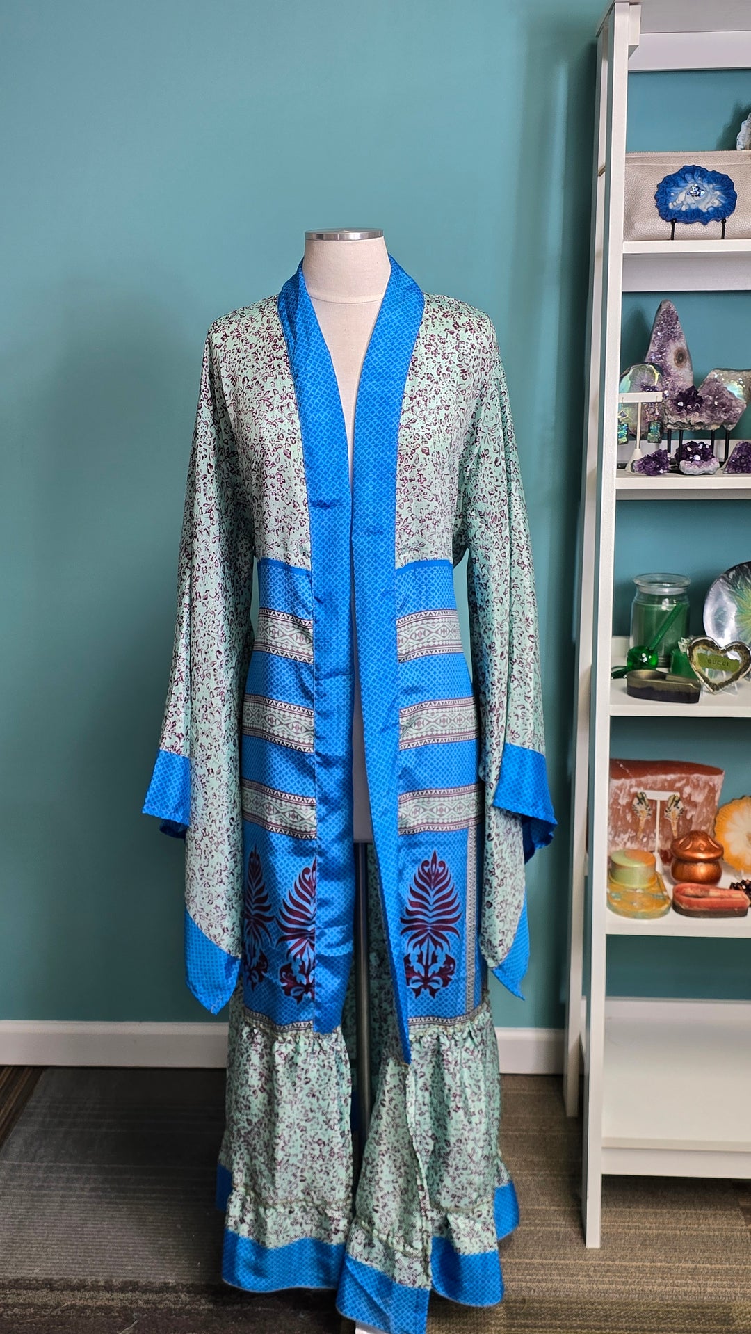 The Blue Horizon Vintage Sari Silk Kimono