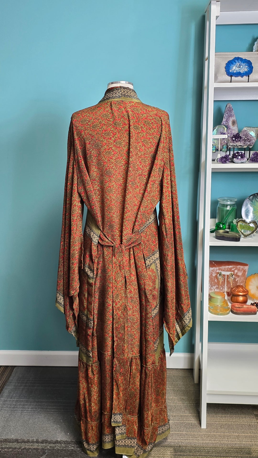 The Saffron Dusk Vintage Sari Silk Kimono
