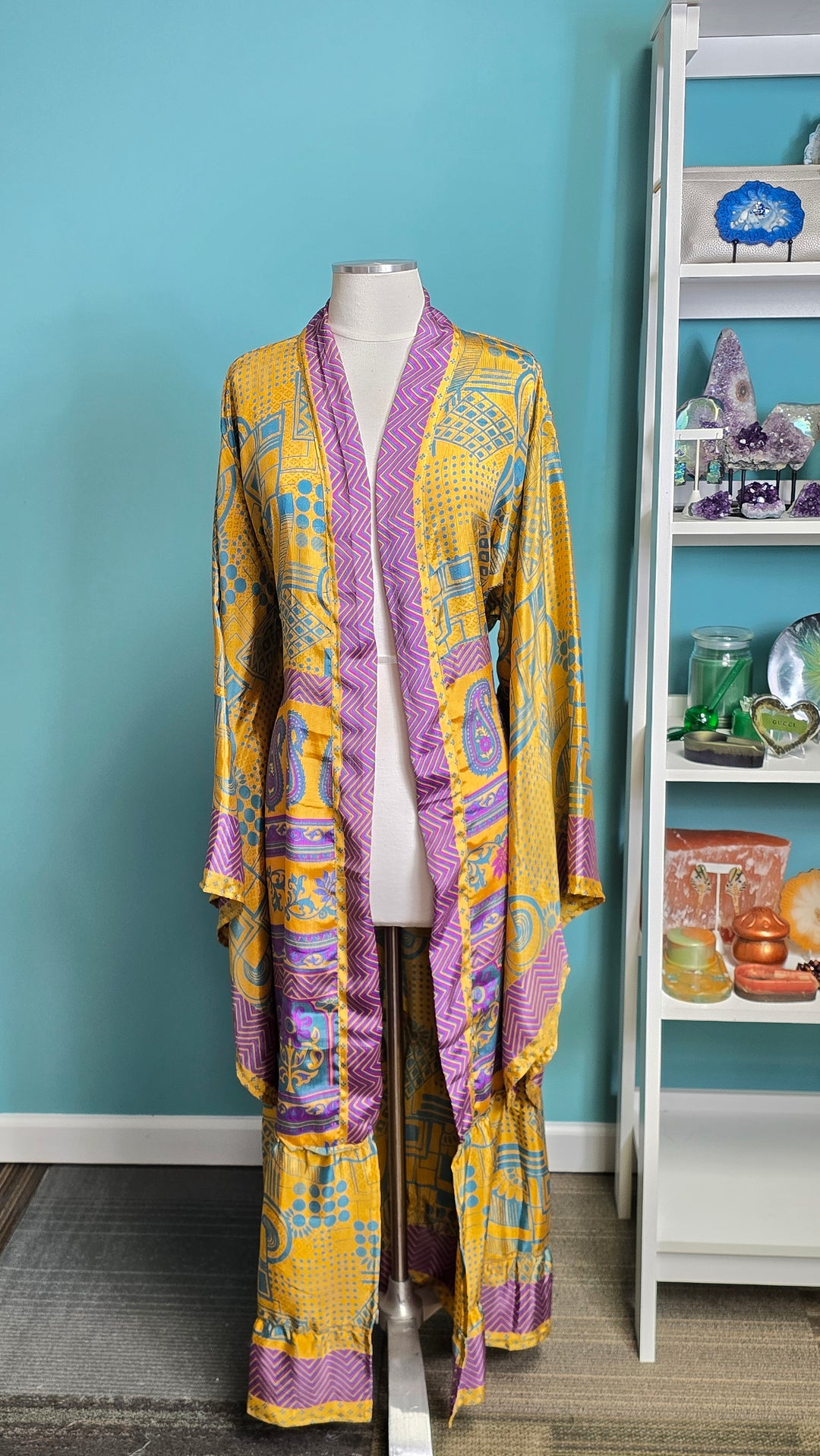 The Nomad Reverie Vintage Sari Silk Kimono