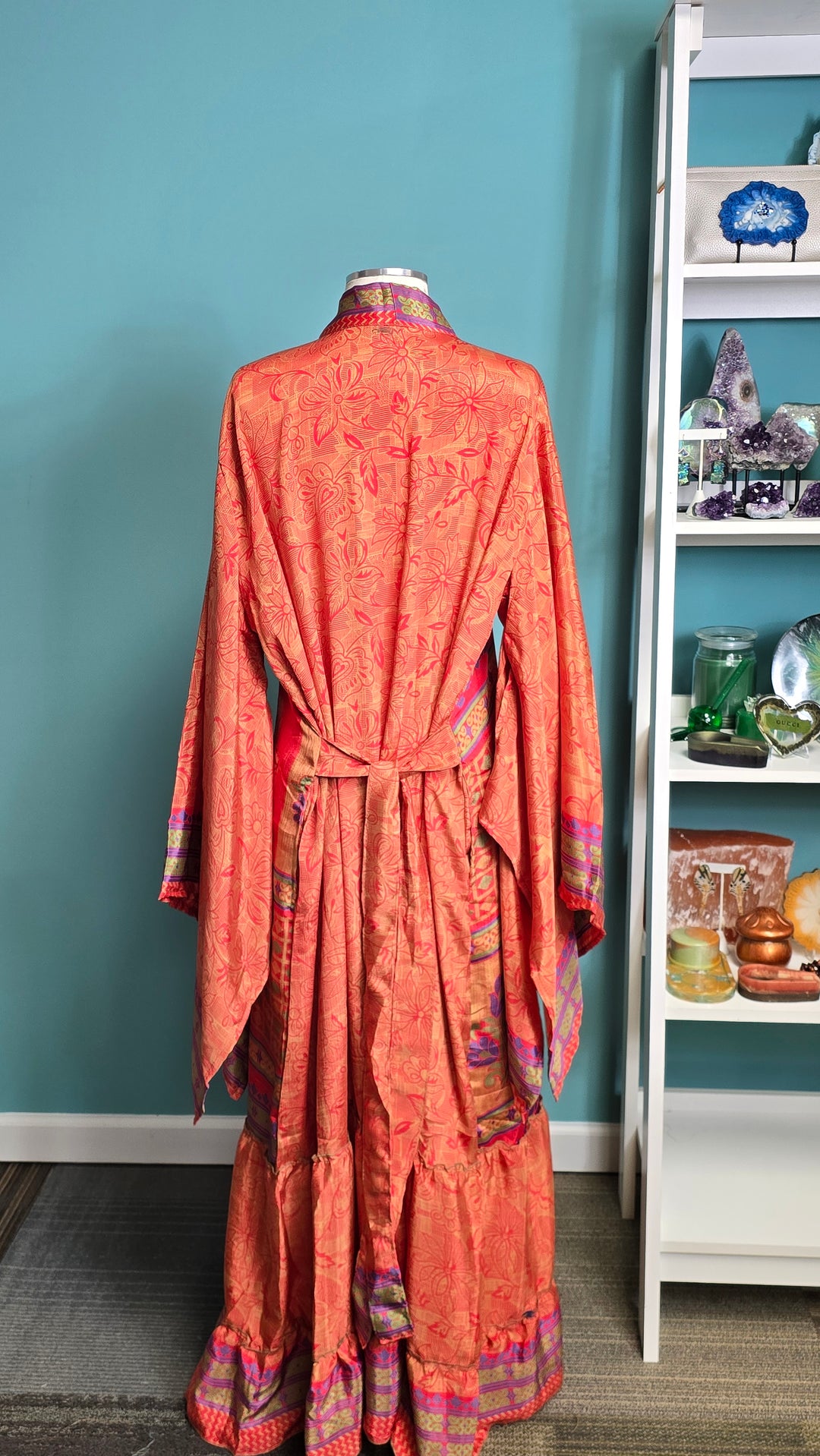 The Sunset Serenade Vintage Sari Silk Kimono