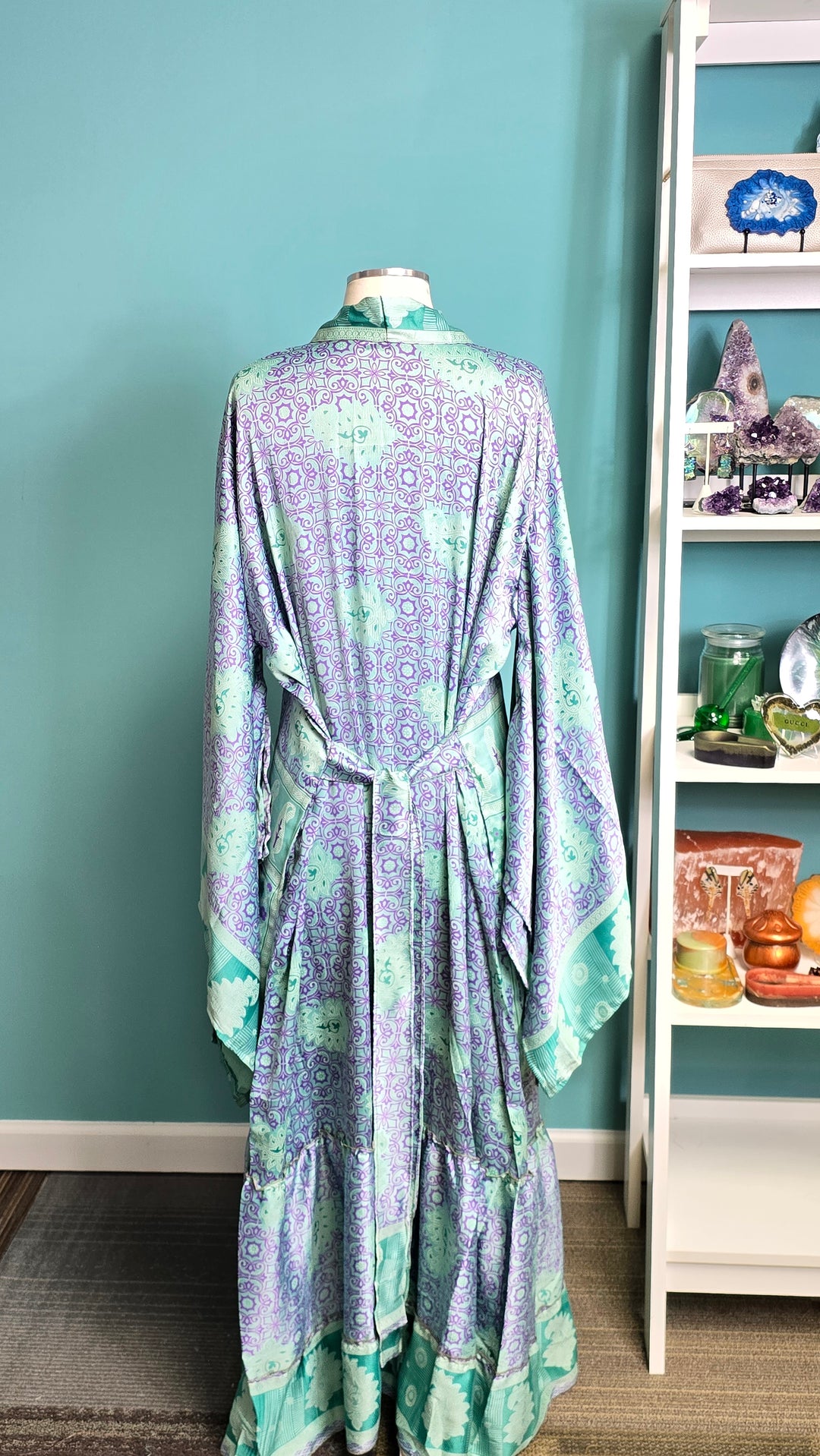 The Sea Glass Whisper Vintage Sari Silk Kimono