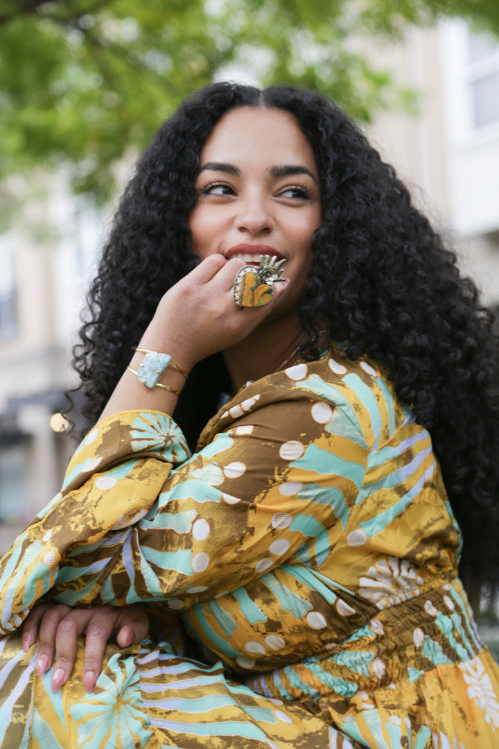 The Bumble Bee Jasper Sacred Heart Ring