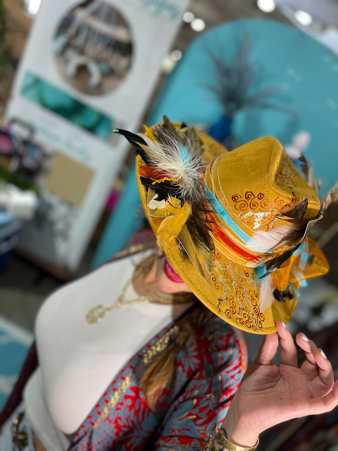 The Burned Yellow & Turquoise Hat