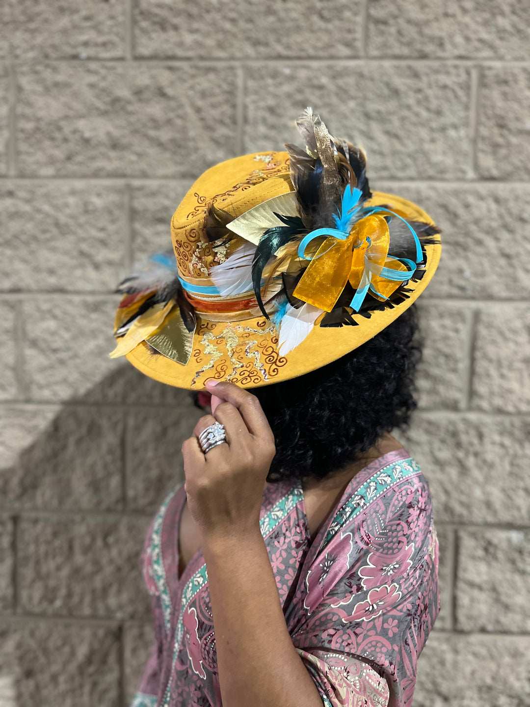 The Burned Yellow & Turquoise Hat