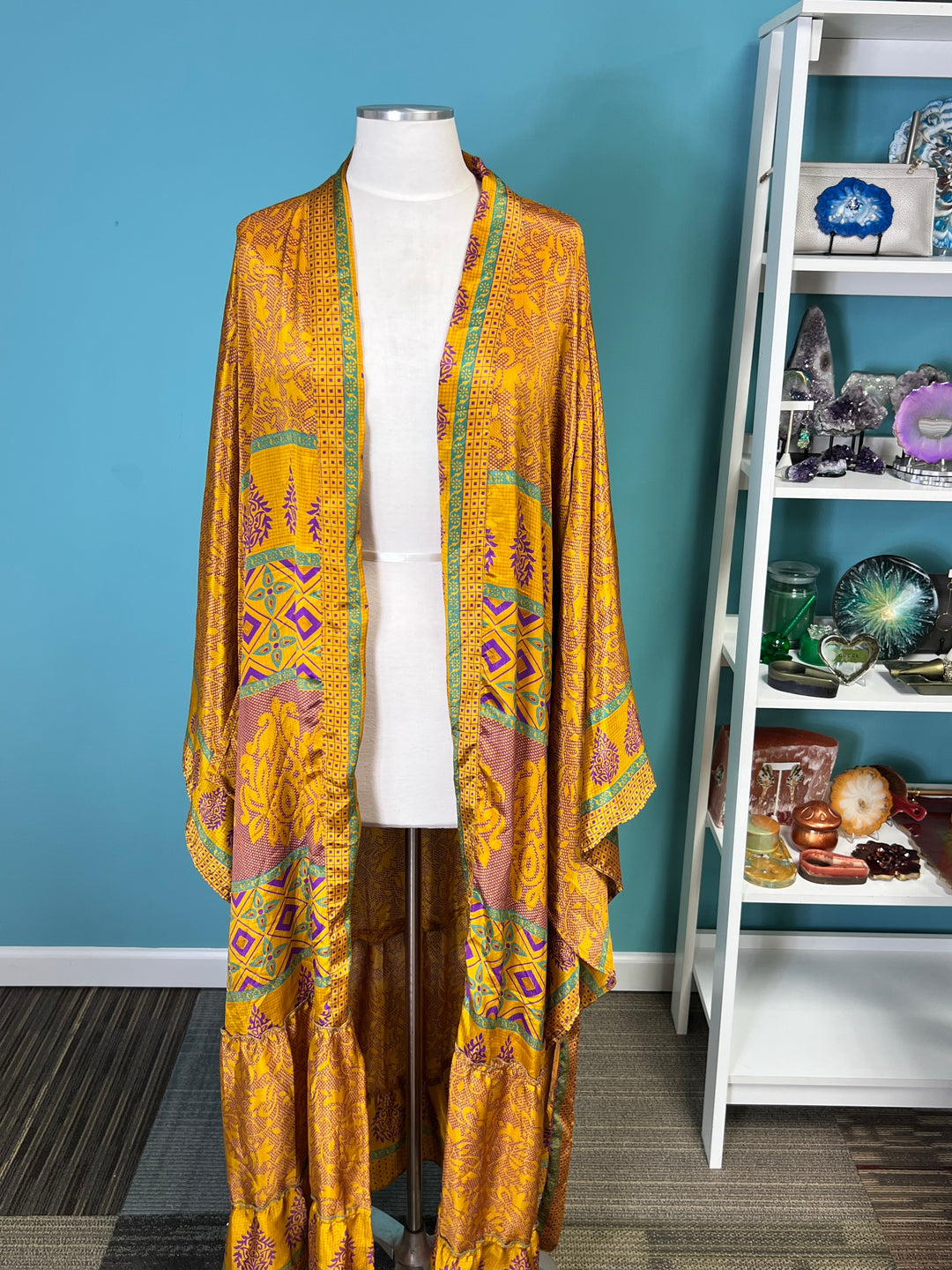 The Golden Sol Vintage Sari Silk Kimono
