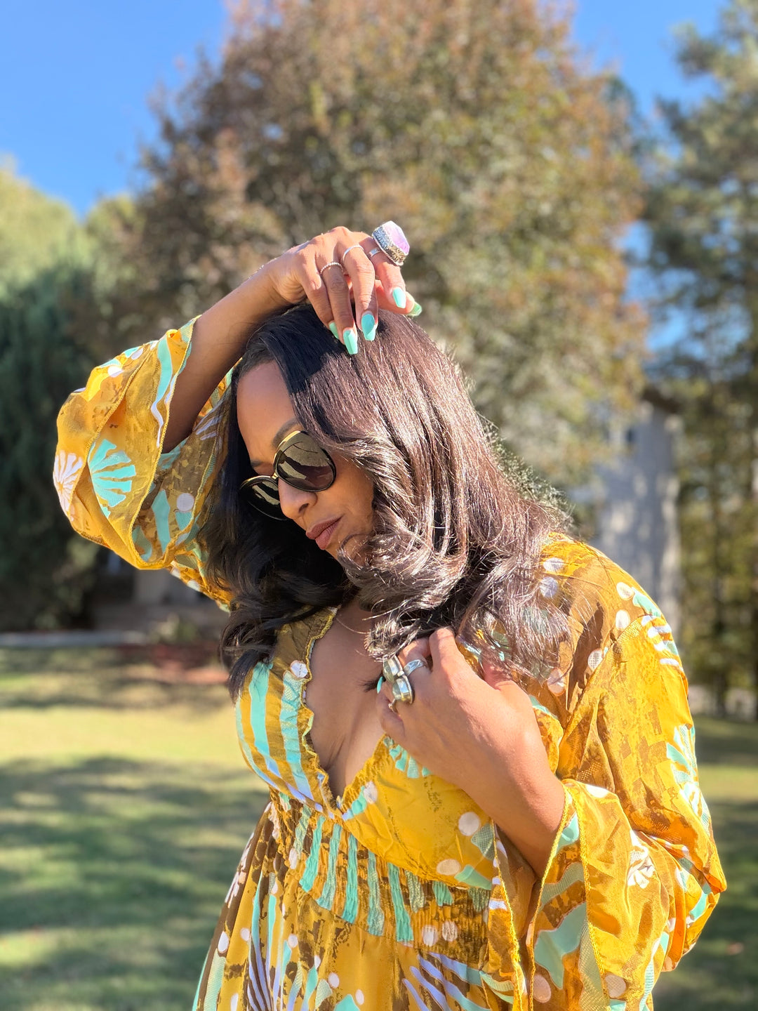 The Golden Dusk Silk Designer Dress