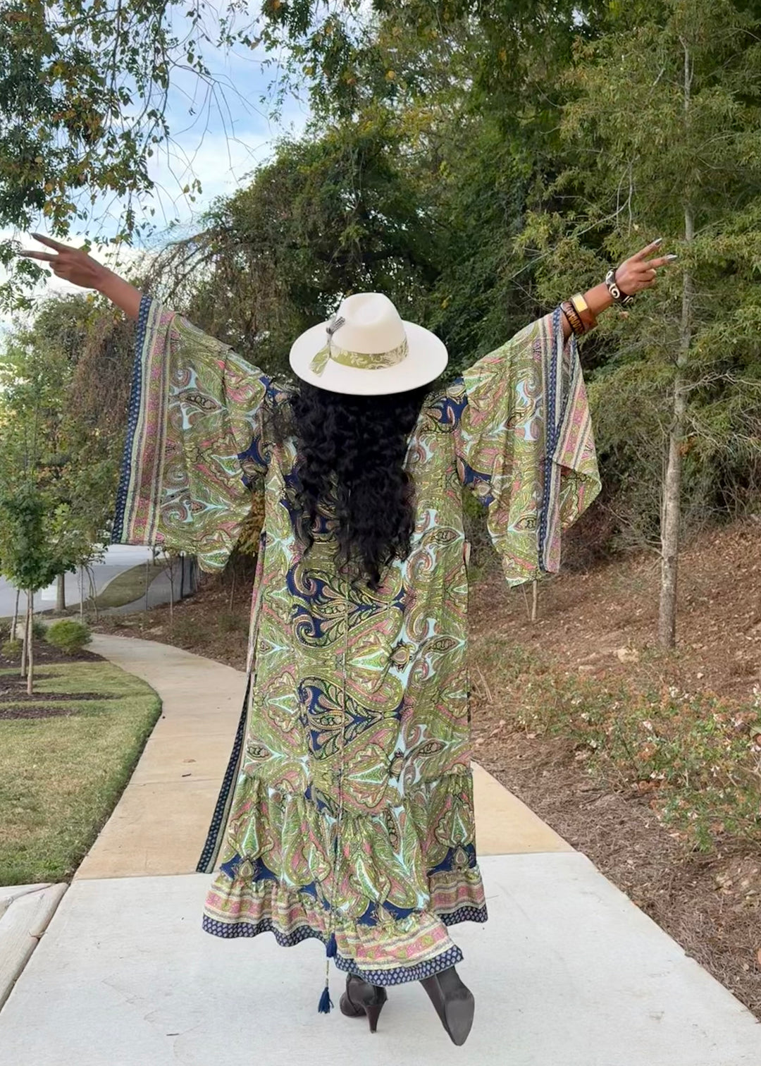 The Green Silk Kimono Dream Duster Dress Set