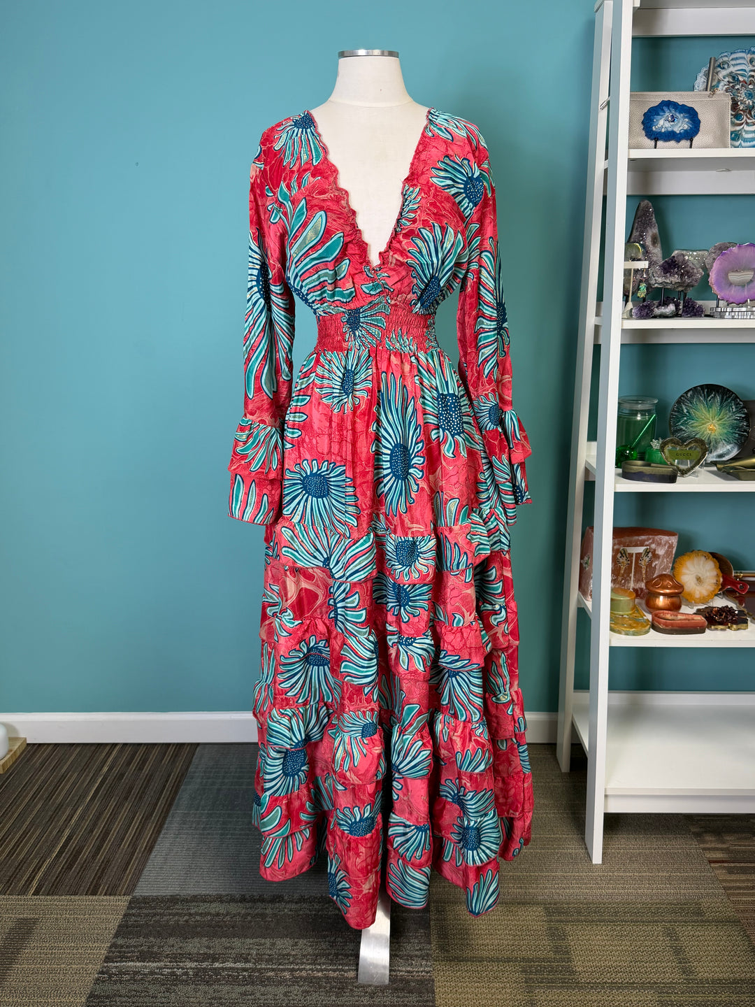 The Coral Mirage Silk Designer Dress