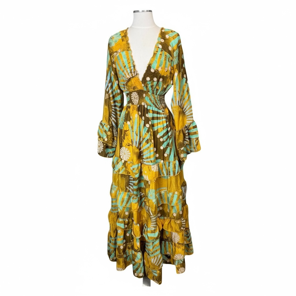 The Golden Dusk Silk Designer Dress