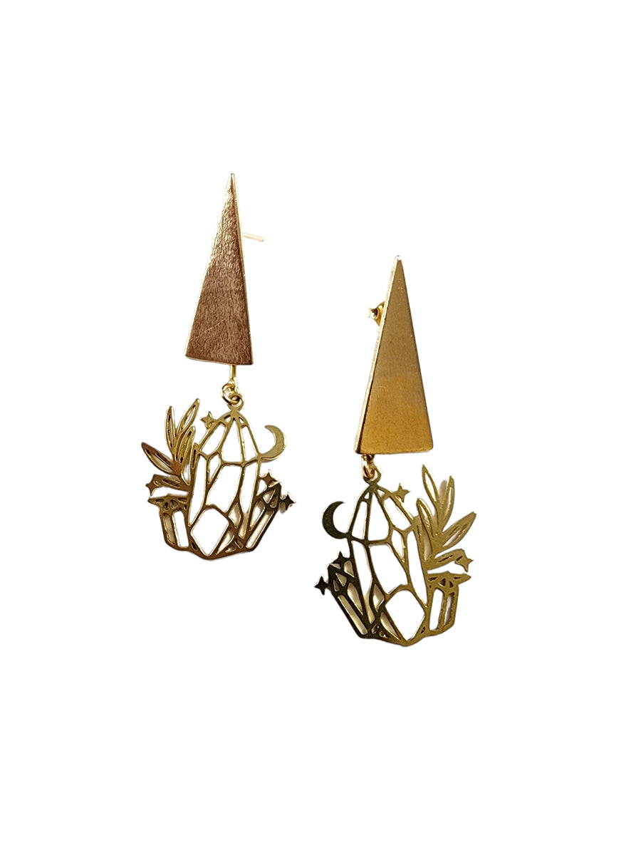The Crystal Brass Earrings