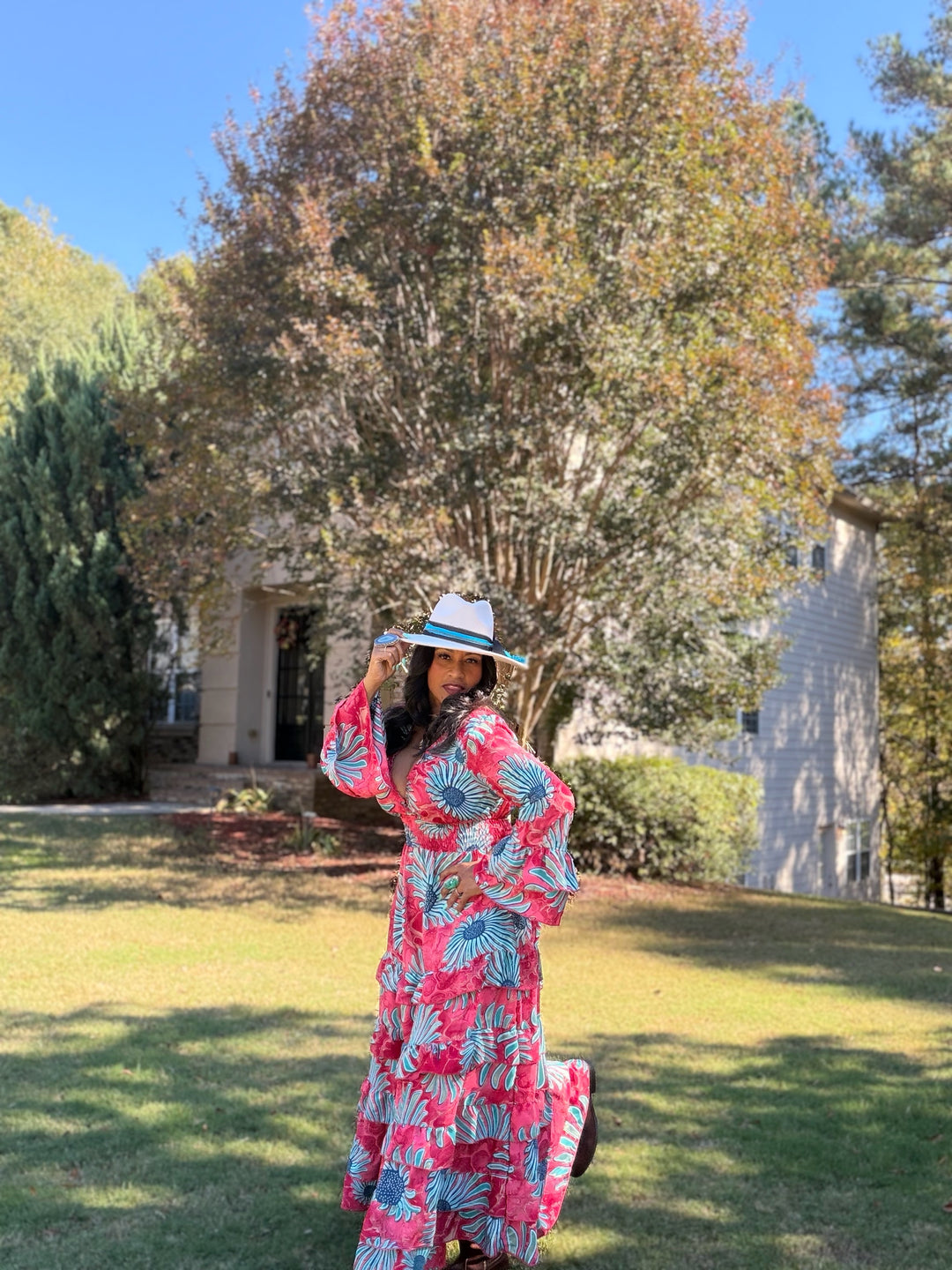 The Coral Mirage Silk Designer Dress