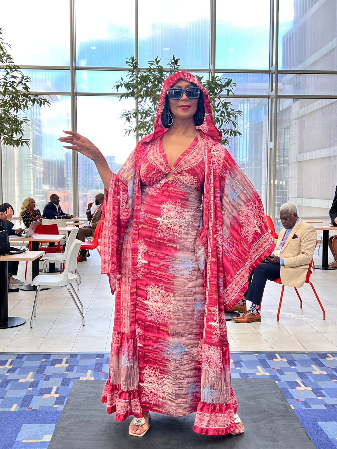 The Red TOL Keyhole Silk Kimono Dream Duster Dress Set