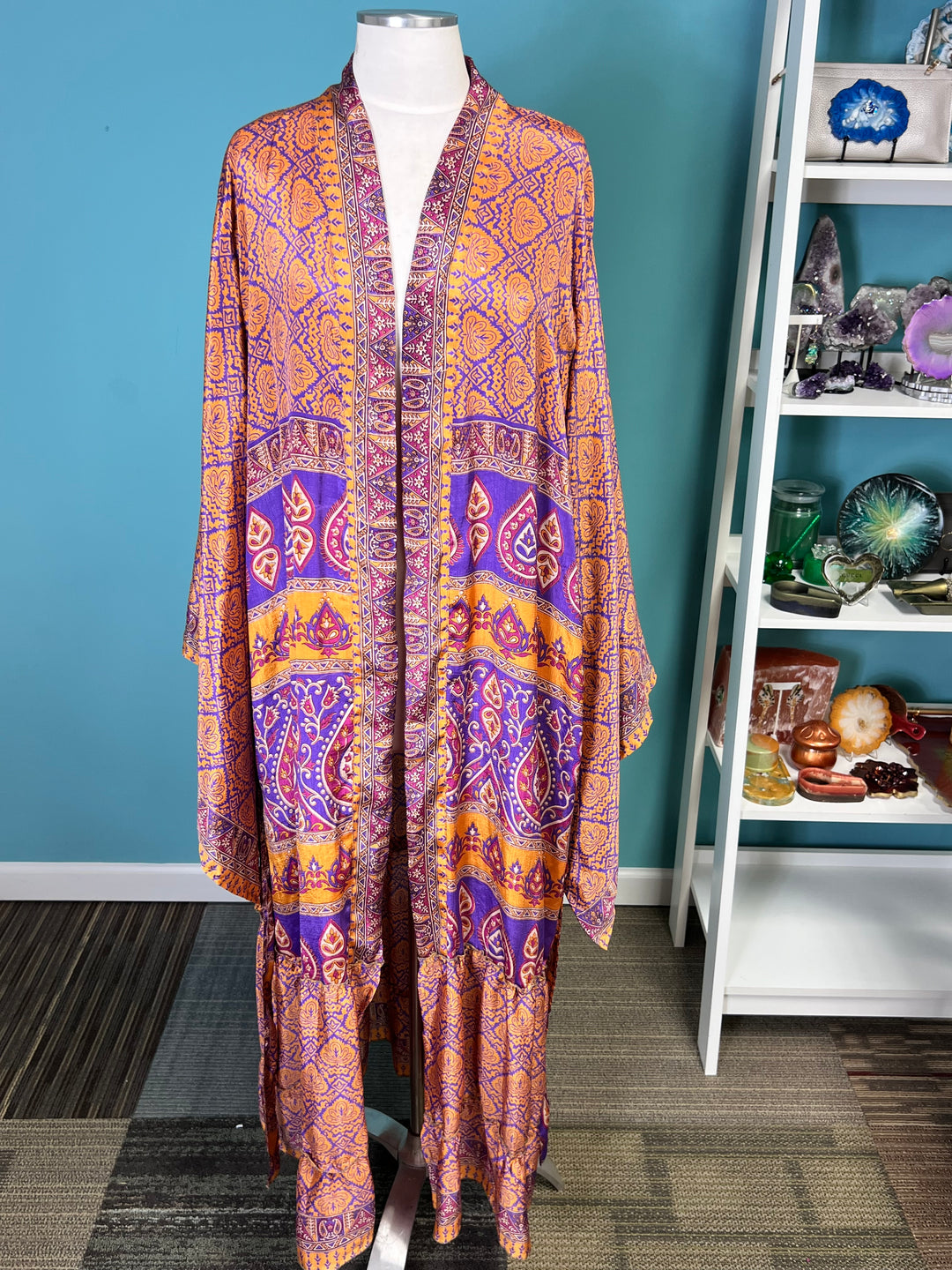 The Sunset Reverie Vintage Sari Silk Kimono