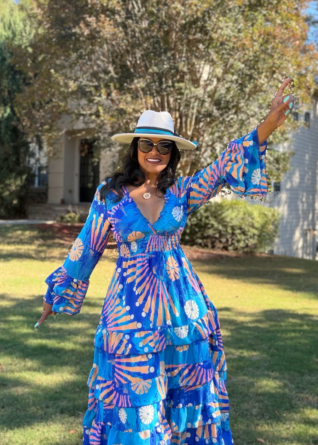 The Ocean Whisper Silk Designer Dress