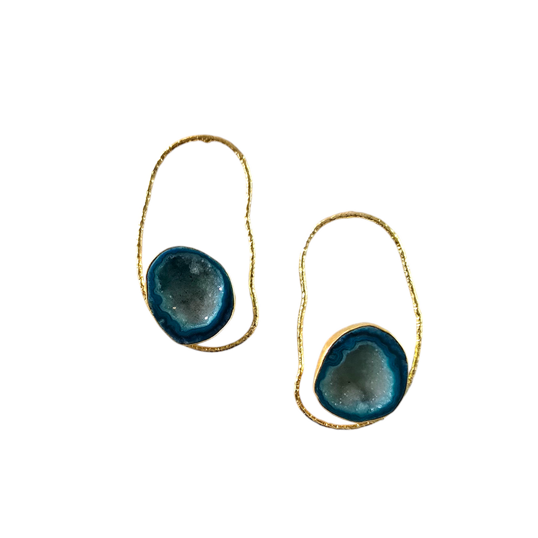 Druzy Irregular Hoop Earrings