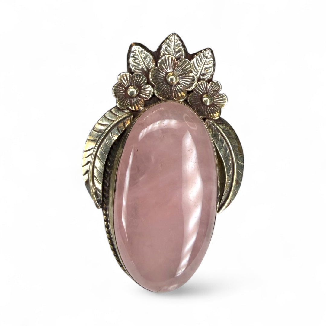 The Rose Quartz Floral Adjustable Ring