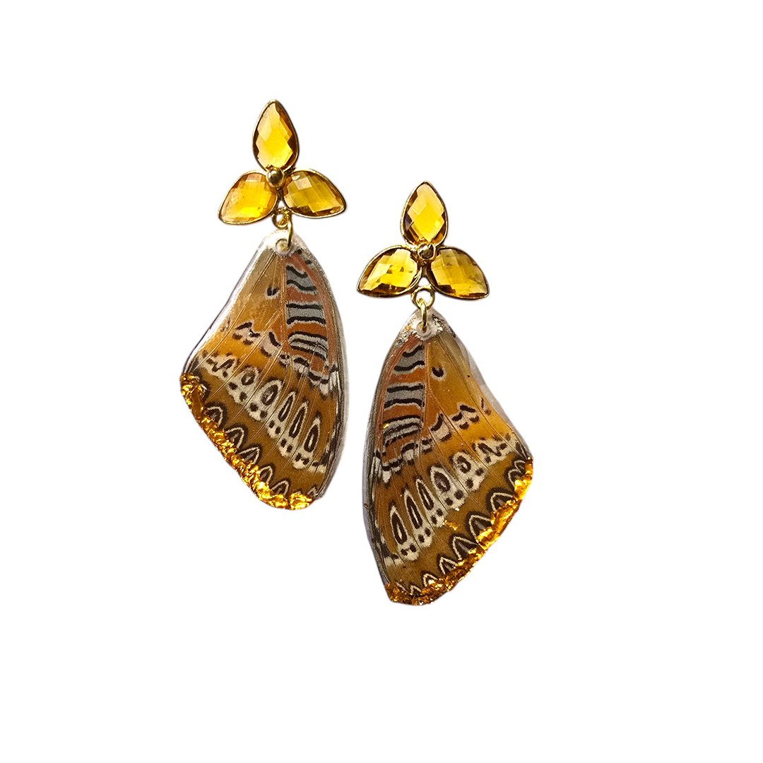 The Real Butterfly Citrine Flower Post Earrings