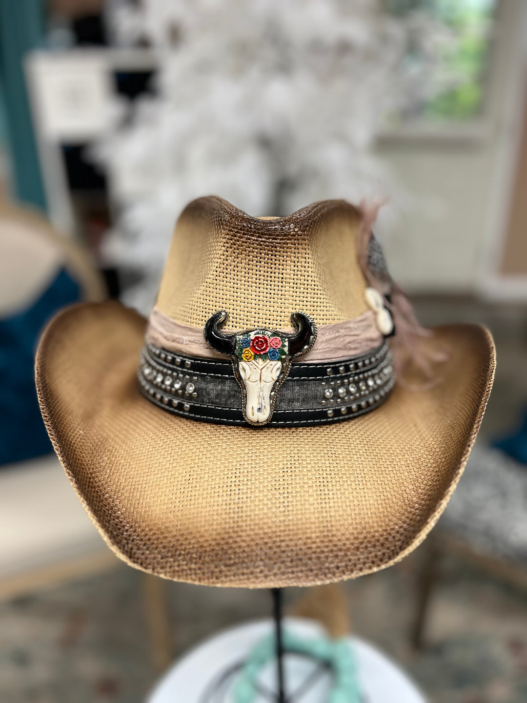 The Steerhead Studded Feather Boho Cowboy Hat