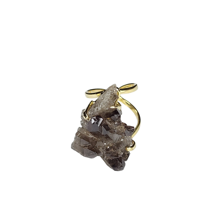 The Sanya Smoky Quartz Points Wire Ring Collection