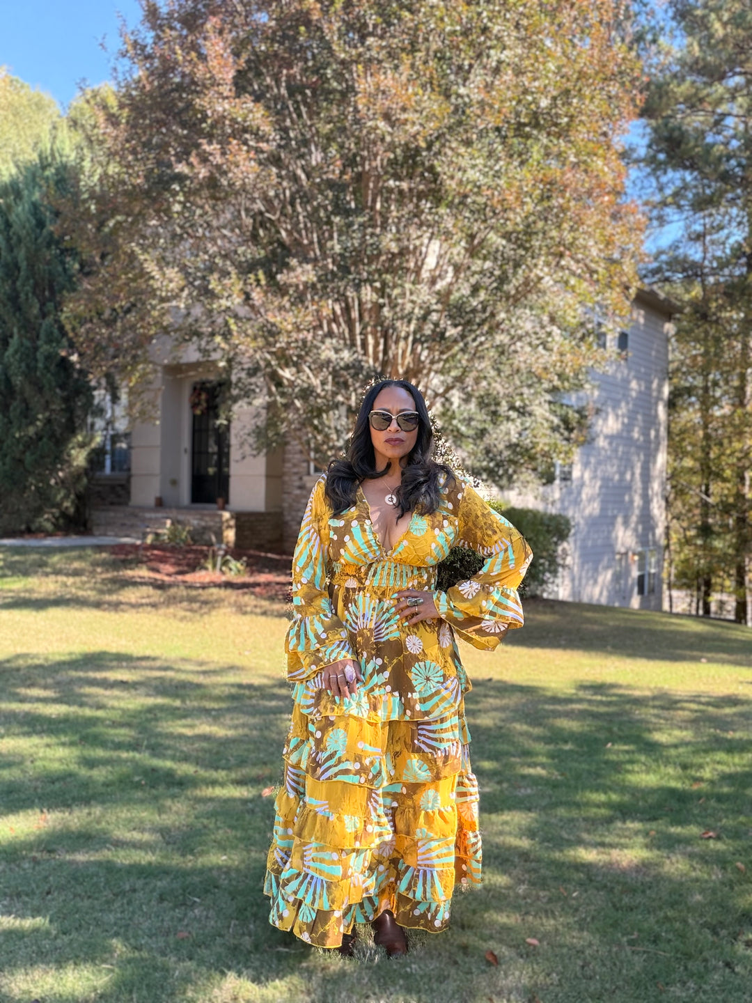 The Golden Dusk Silk Designer Dress