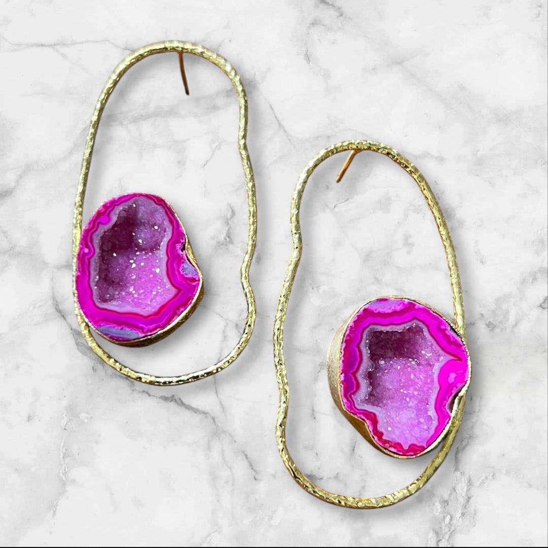 Druzy Irregular Hoop Earring Collection