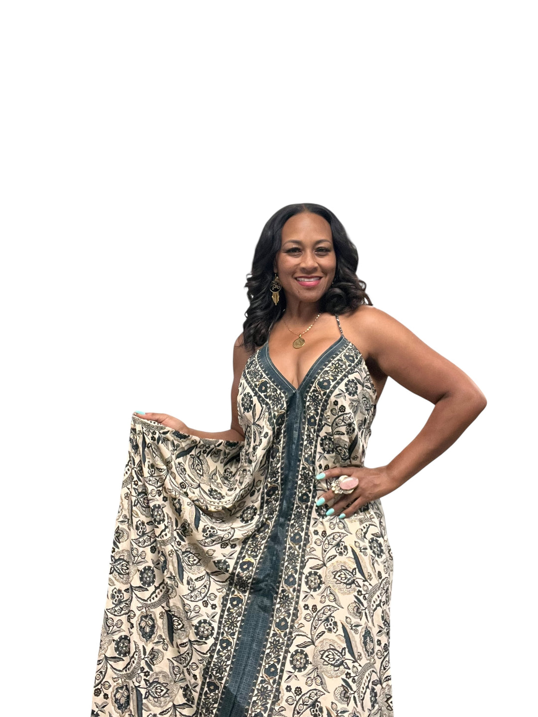 The Noir Garden Silk Kimono Dress Set