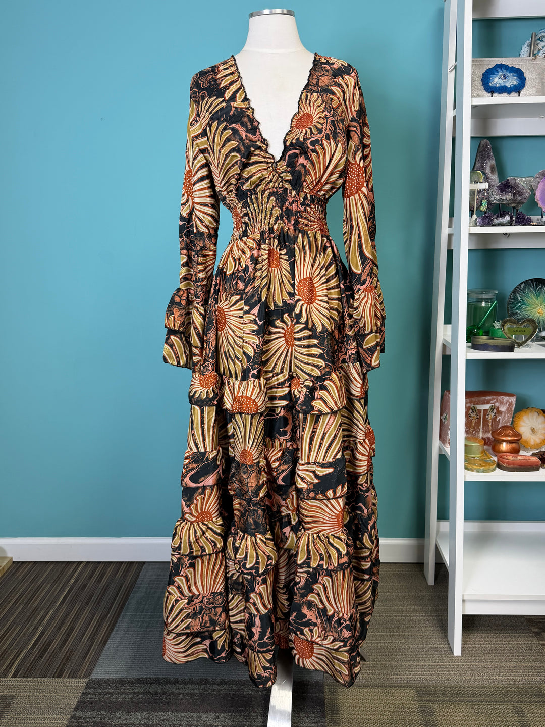 The Amber Bloom Silk Designer Dress