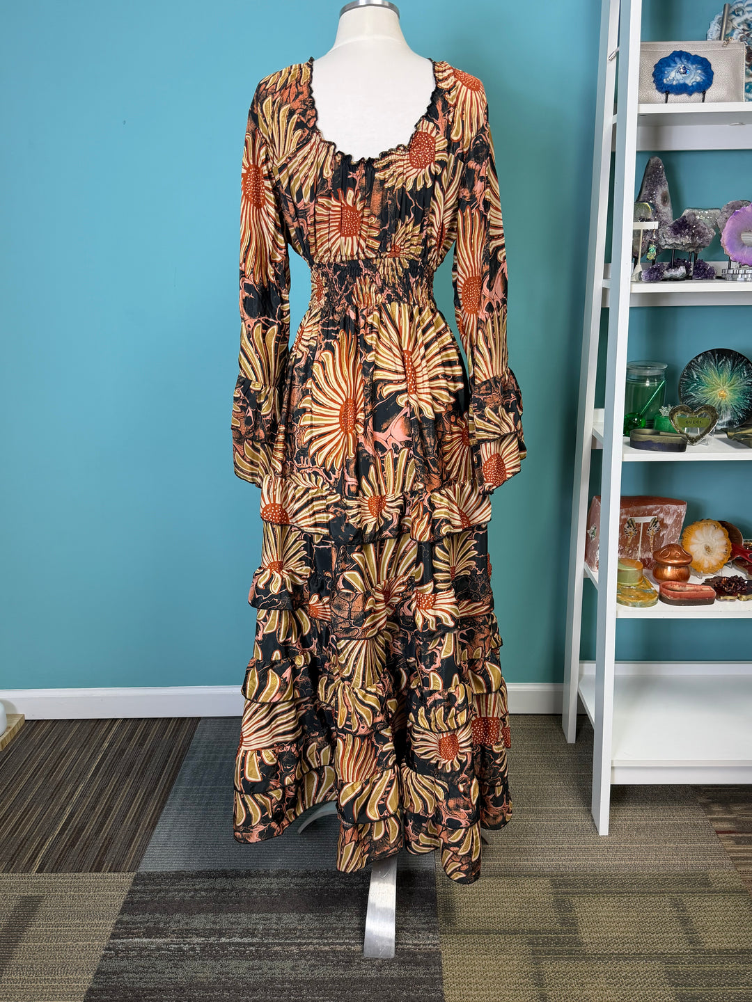 The Amber Bloom Silk Designer Dress