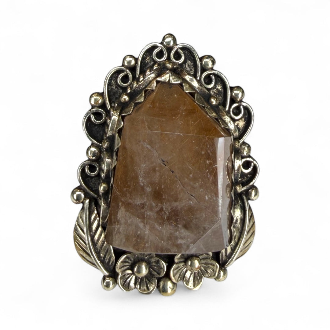 The Rutilated Quartz Floral Frame Ring