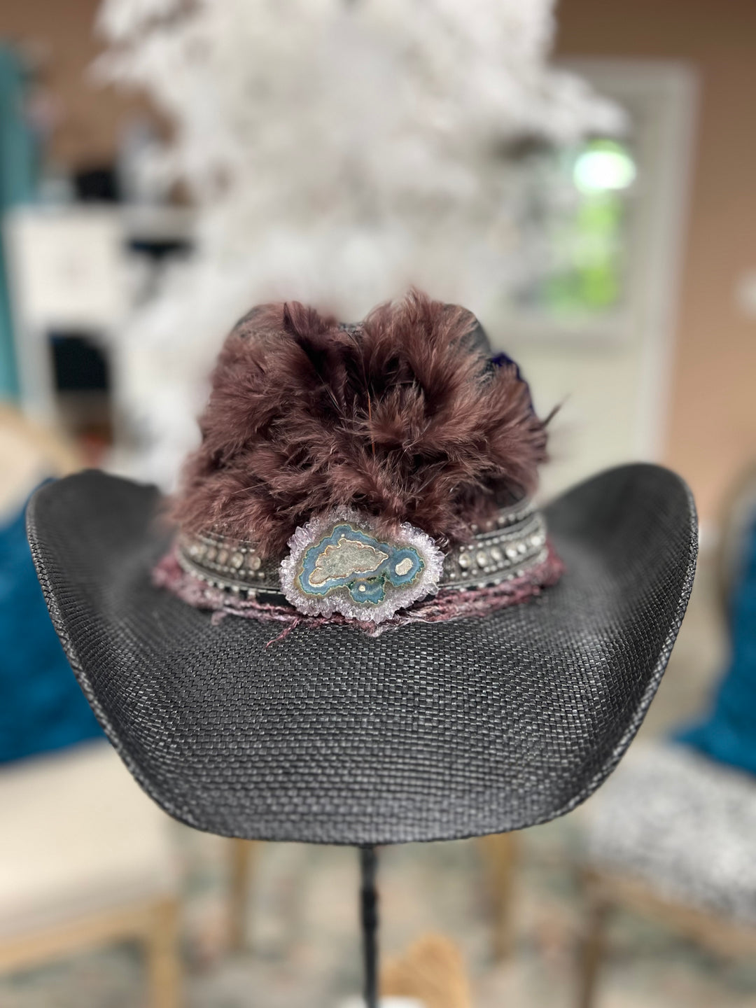 The Black Amethyst Stalactite Cowboy Boho Hat