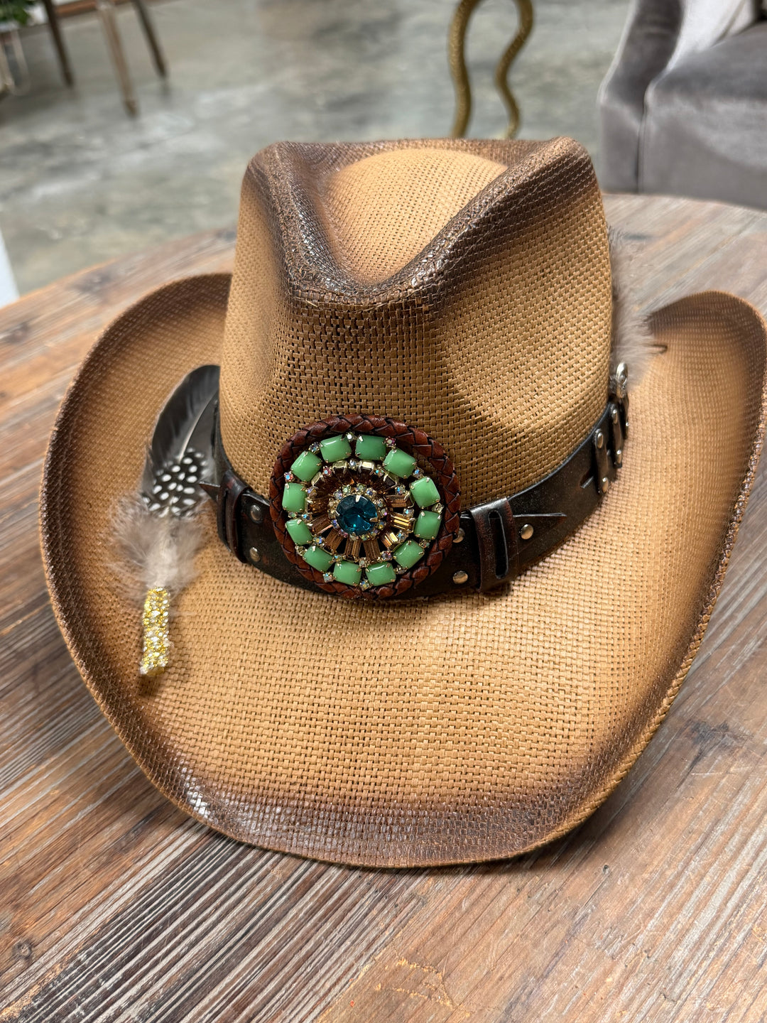 The Desert Green Empress Boho Cowboy Hat