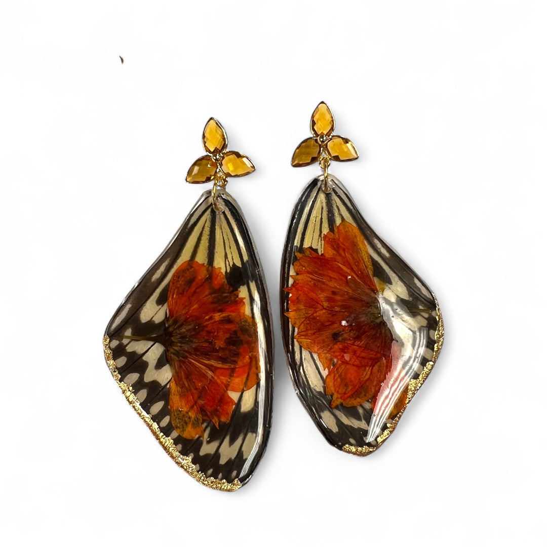 The Real Butterfly Orange Paper Kite Post Earrings Collection