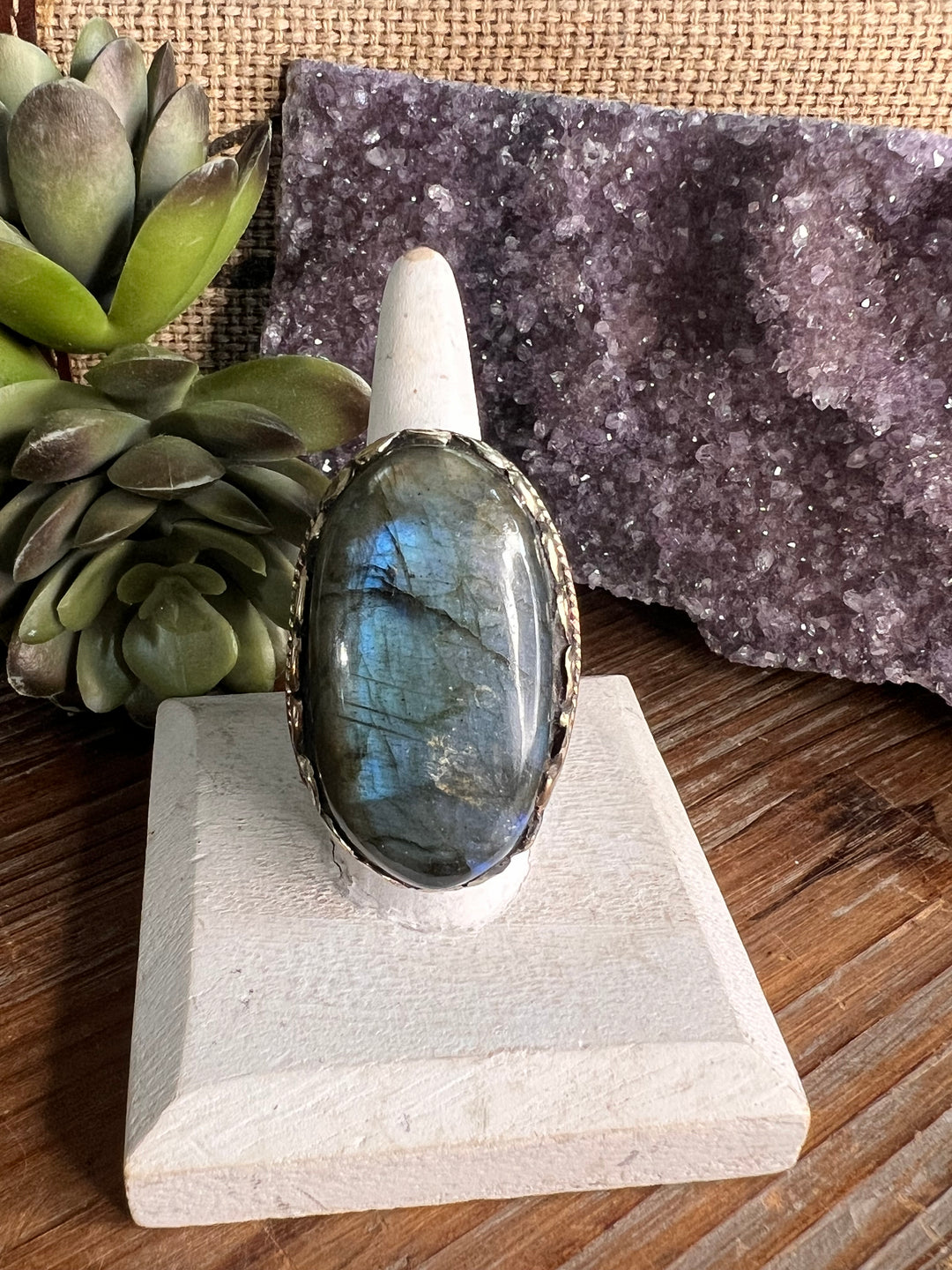 The King Labradorite Ring Collection