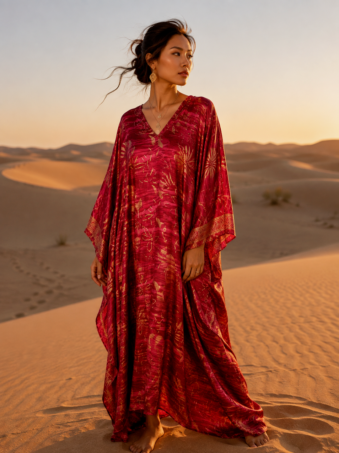 The Crimson Royale Kimono & Point Dress Set - 257