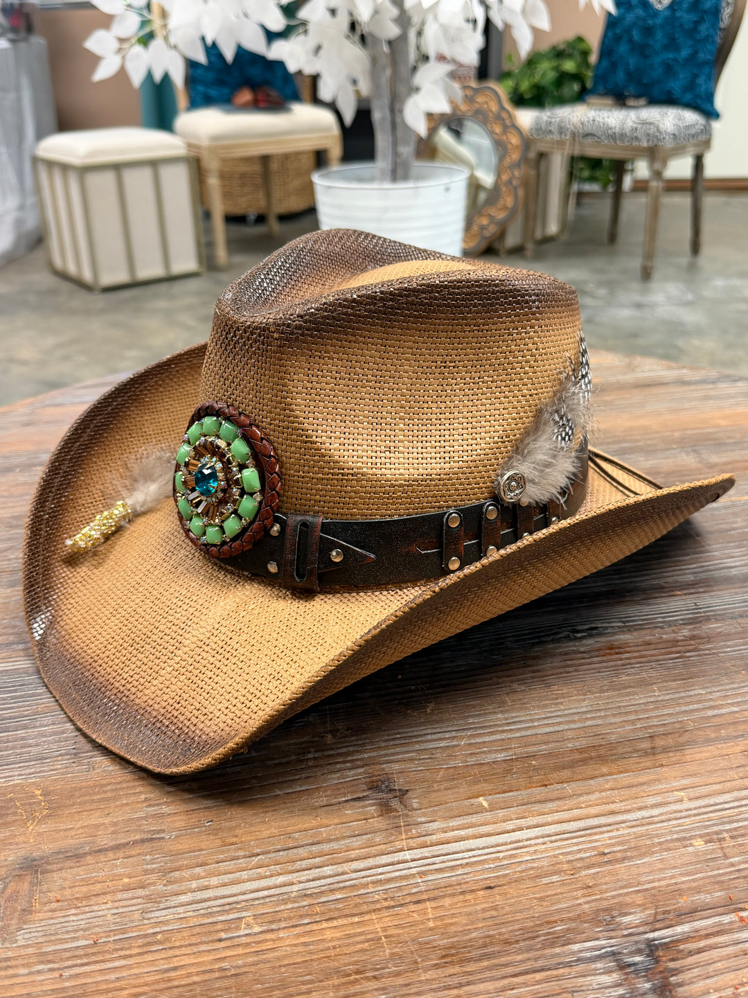 The Desert Green Empress Boho Cowboy Hat