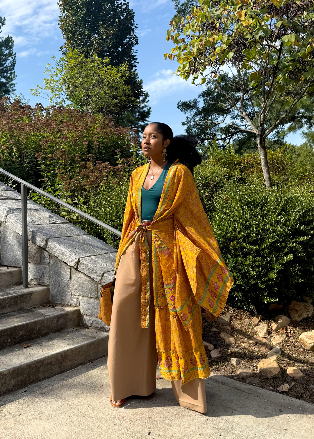 The Golden Sol Vintage Sari Silk Kimono