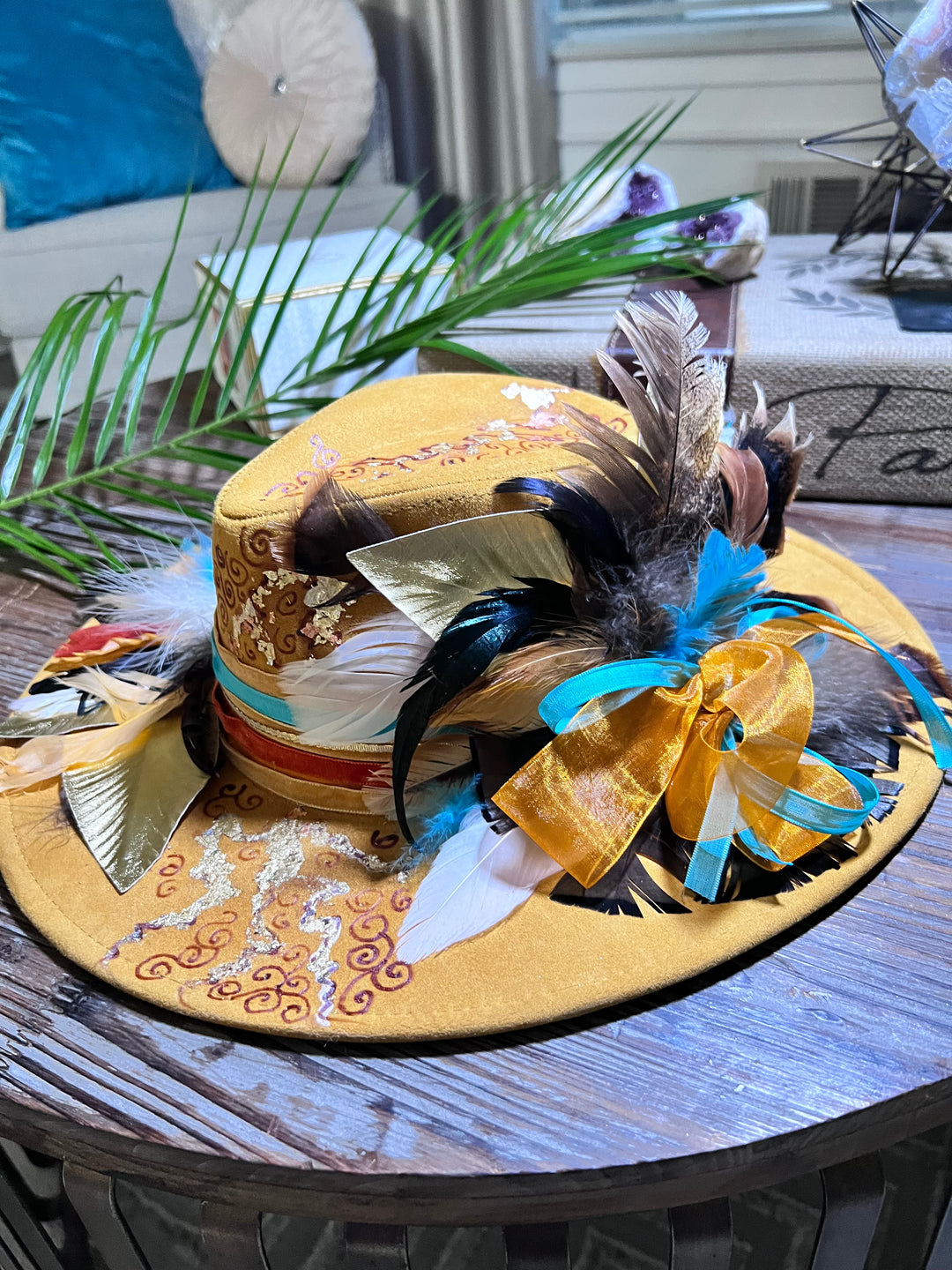 The Burned Yellow & Turquoise Hat