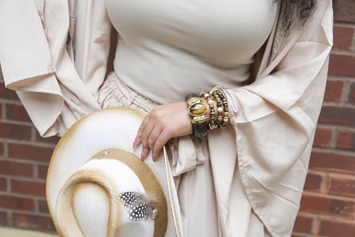 The Boho Luxe Wood Brass Gemstone Collection