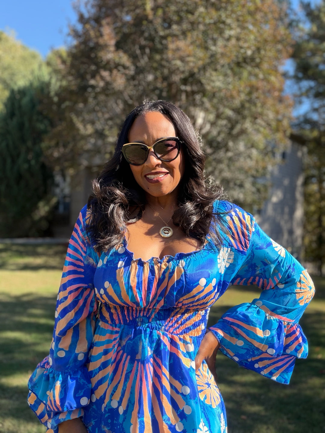 The Ocean Whisper Silk Designer Dress