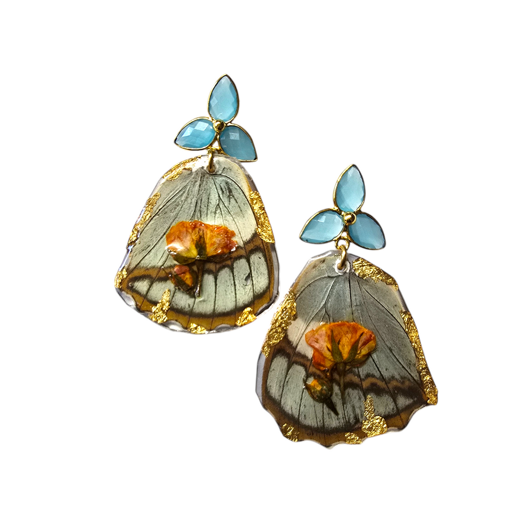 The Real Butterfly Chalcedony Flower Post Earrings