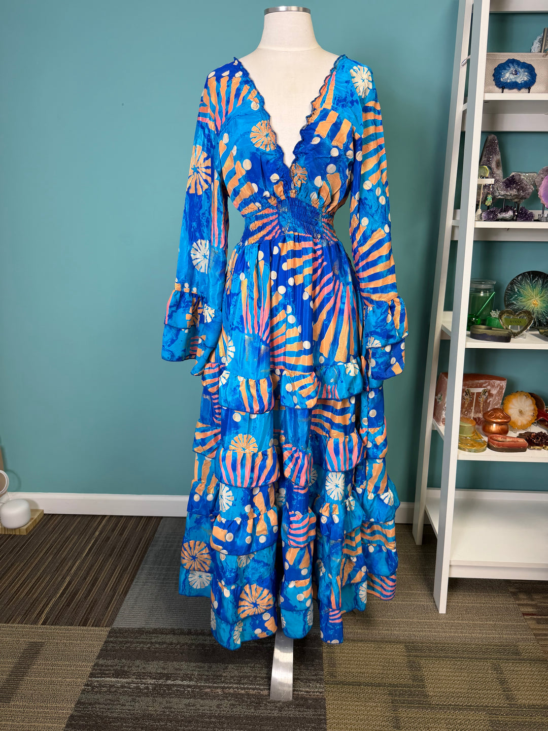 The Ocean Whisper Silk Designer Dress