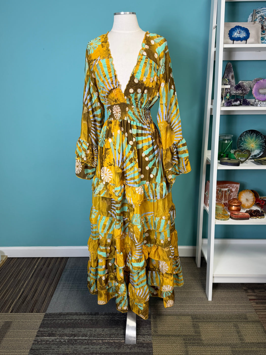 The Golden Dusk Silk Designer Dress